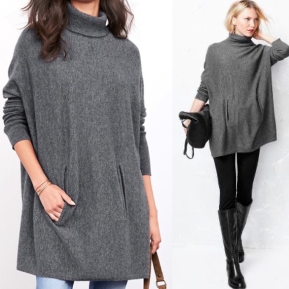 Garnet Hill Oversized Wool Cashmere Turtleneck Sweater - Picture 8 of 8